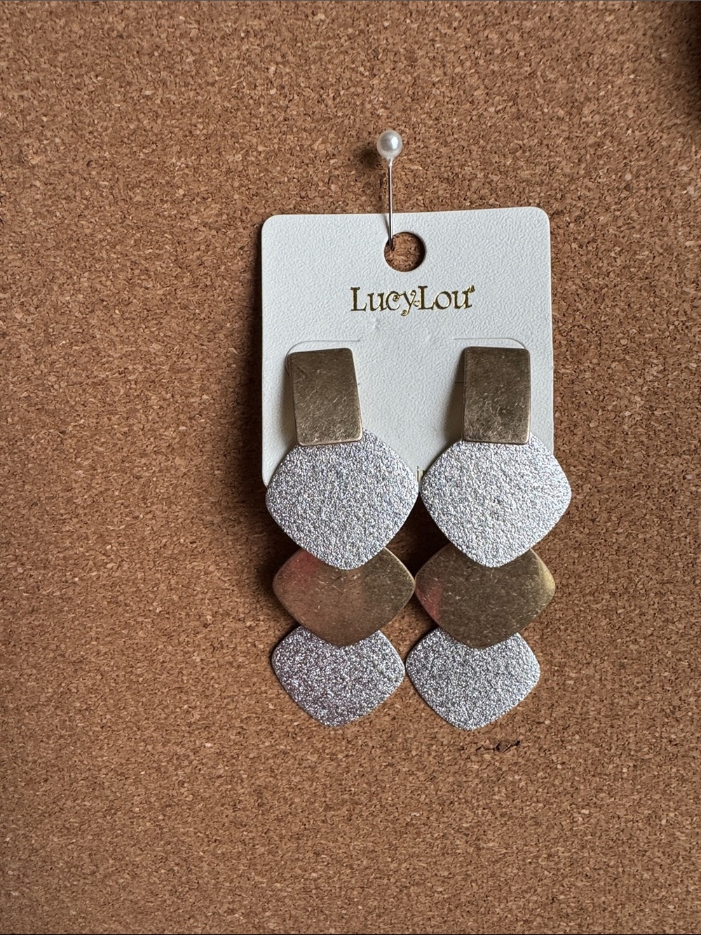 Silver and Gold Textured Dangle Earrings
